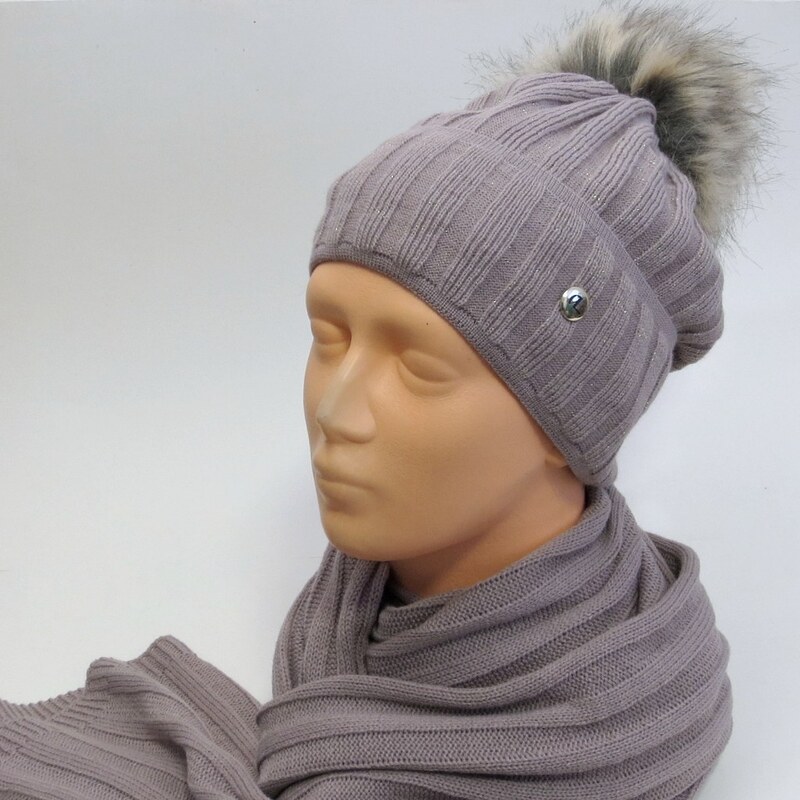 Dámsky set čiapka a šál - hnedý 24432024