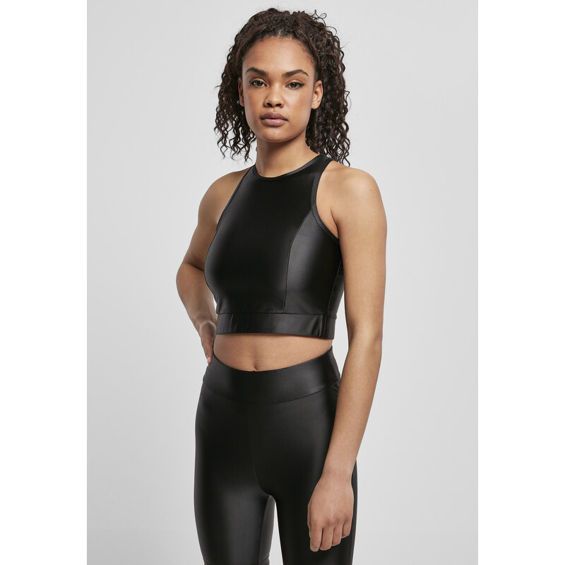 Urban Classics Womens Cropped Shiny Top Black 67678890