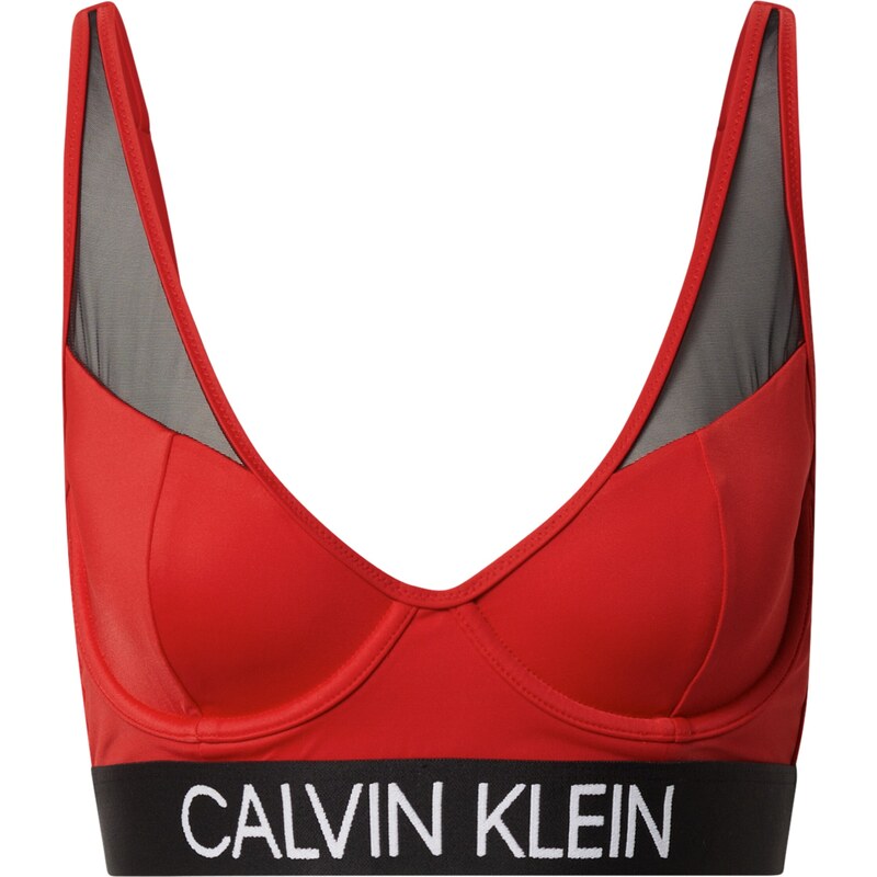 Calvin Klein Swimwear Bikinový top hrdzavo červená / čierna / biela 57220230