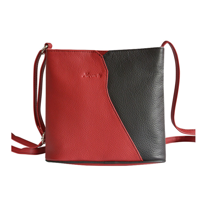 Malá červeno-čierna kožená crossbody kabelka Mercucio 24694884
