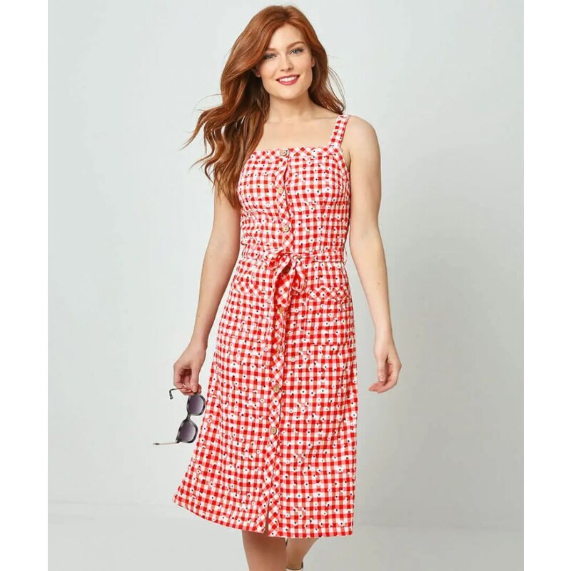 Joe Browns Červené letné šaty s margarétkami 23039597