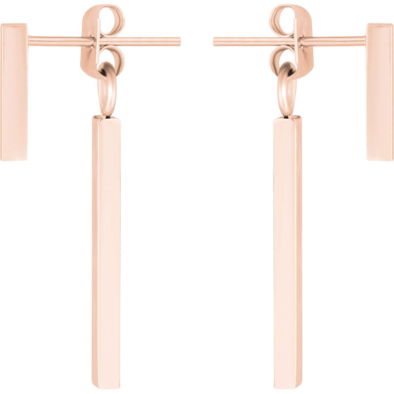 Troli Ružovo pozlátené oceľové náušnice Hranolky 66582888