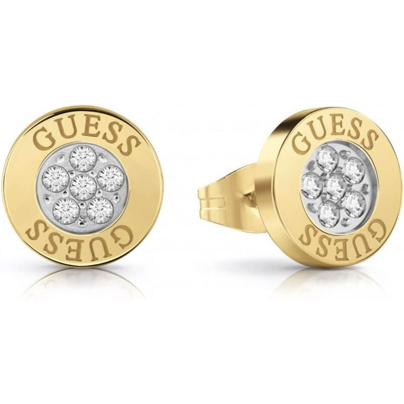 Guess Pozlátené náušnice kôstky so zirkónmi UBE78023 66583328