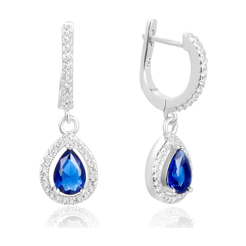 Beneto Kvapkové strieborné náušnice s modrými zirkónmi AGUC2248 66579704