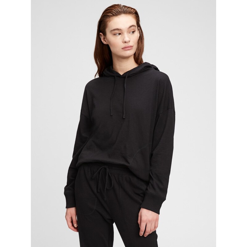 Černý dámský pyžamový top slub jersey hoodie GAP 56853931