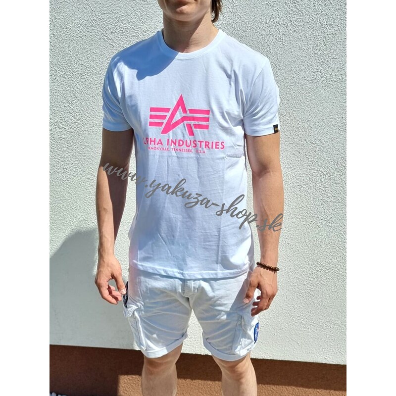 Alpha Industries Basic T-Shirt White/Pink tričko pánske