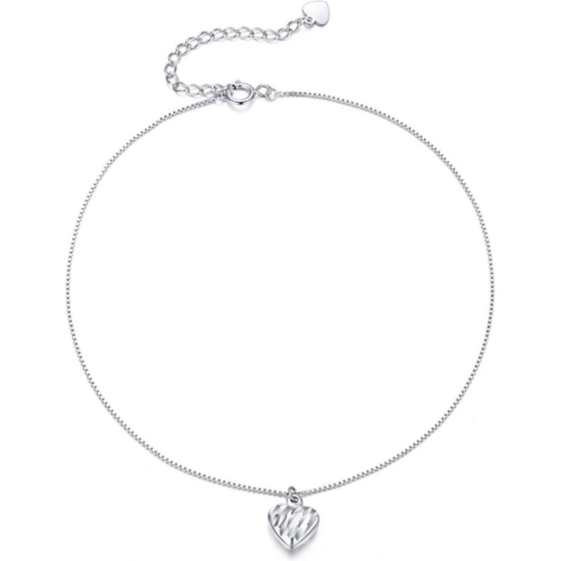 NUBIS Strieborný náramok na nohu so srdiečkom 25 cm NB-6011 24833118