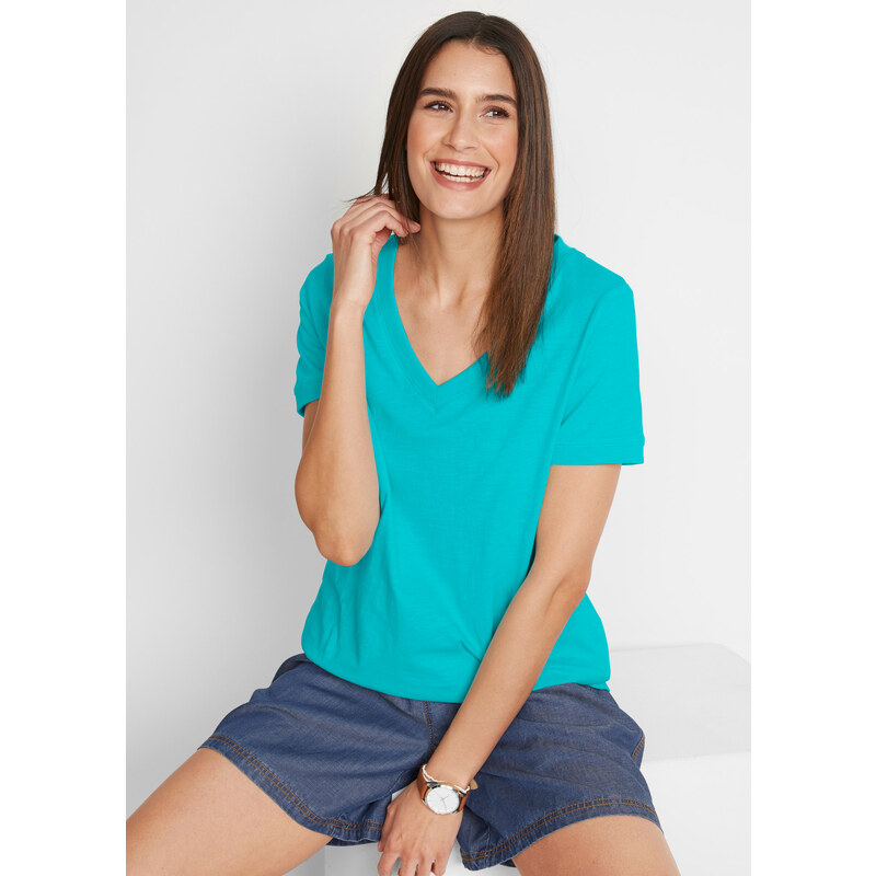 bonprix Tričko z čistej bavlny, farba modrá 44735579