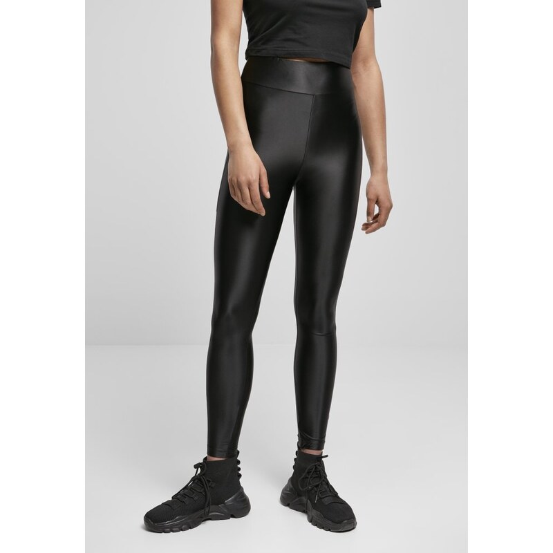 URBAN CLASSICS Ladies Highwaist Shiny Metalic Leggings - black 