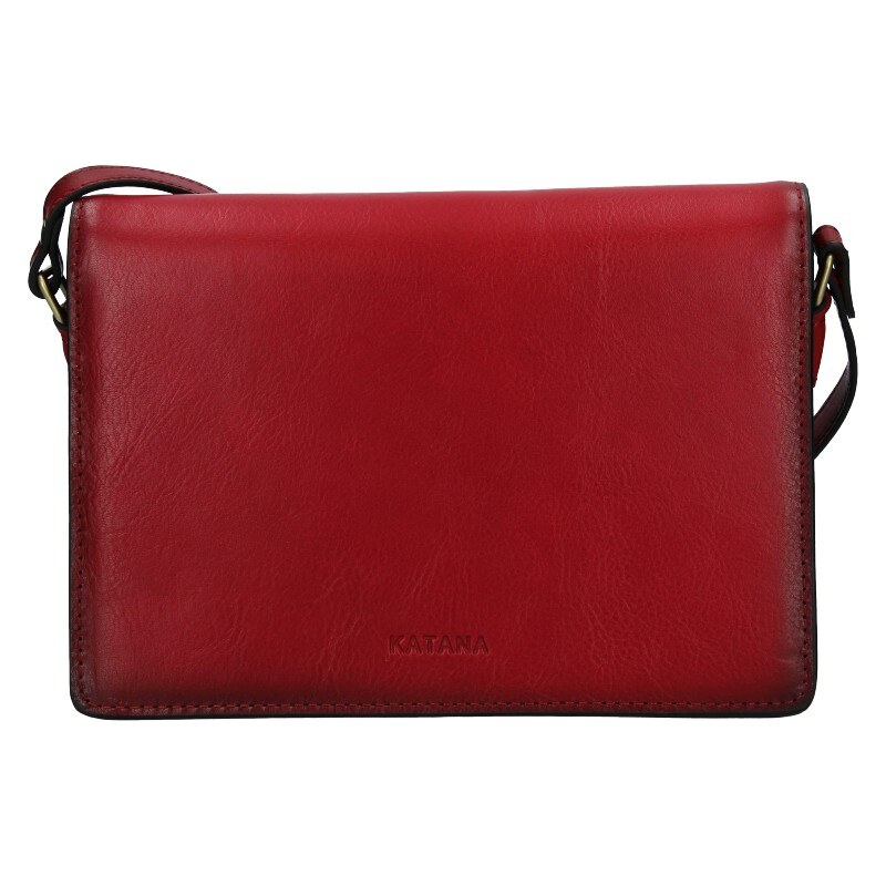 Kožená dámska crosbody kabelka Katana Amande - tmavo červená 24847392