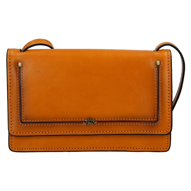 Kožená dámska crosbody kabelka Katana Nicca - oranžovo-hnedá 65912365