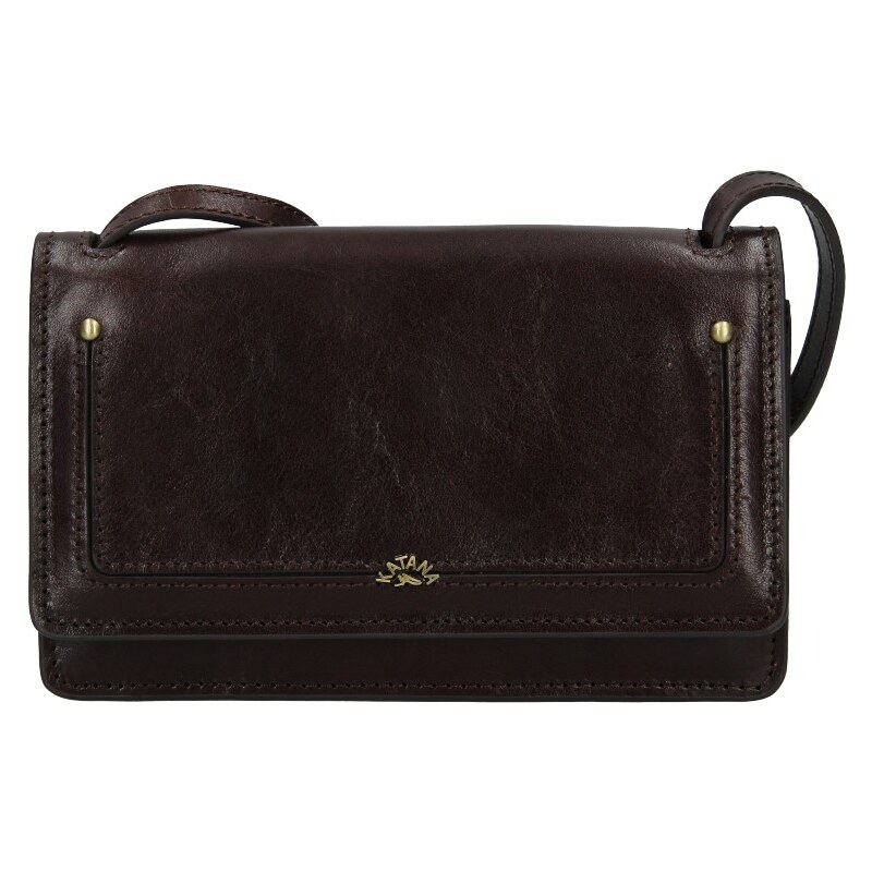 Kožená dámska crosbody kabelka Katana Nicca - tmavo hnedá 57131277