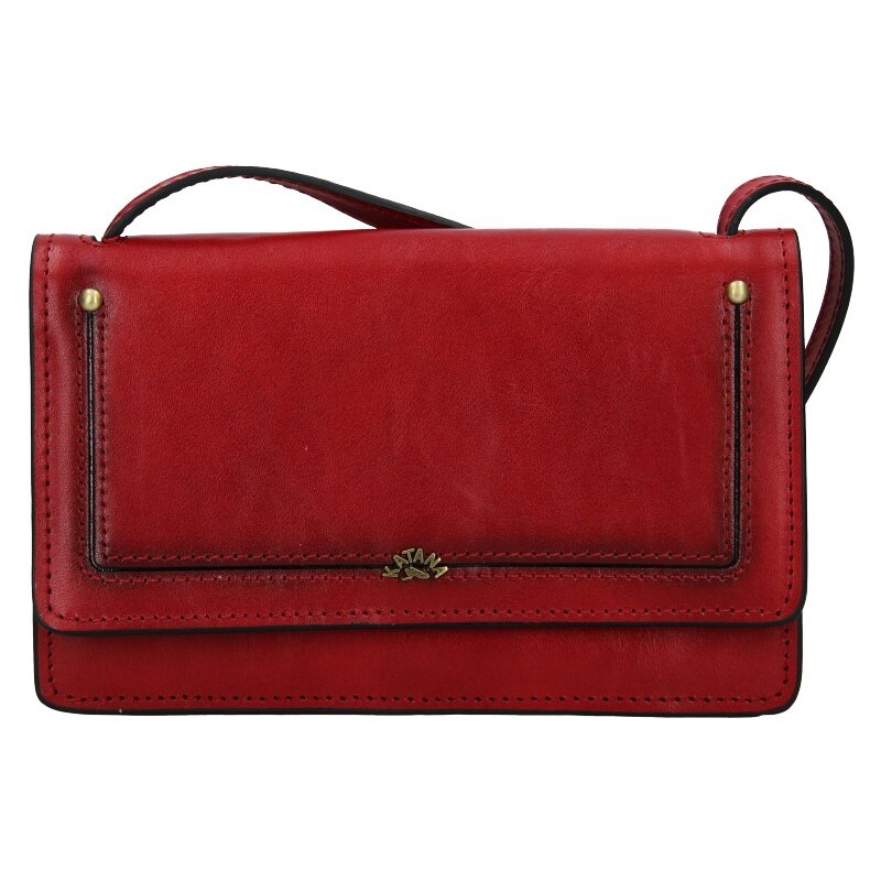 Kožená dámska crosbody kabelka Katana Nicca - tmavo červená 24847398