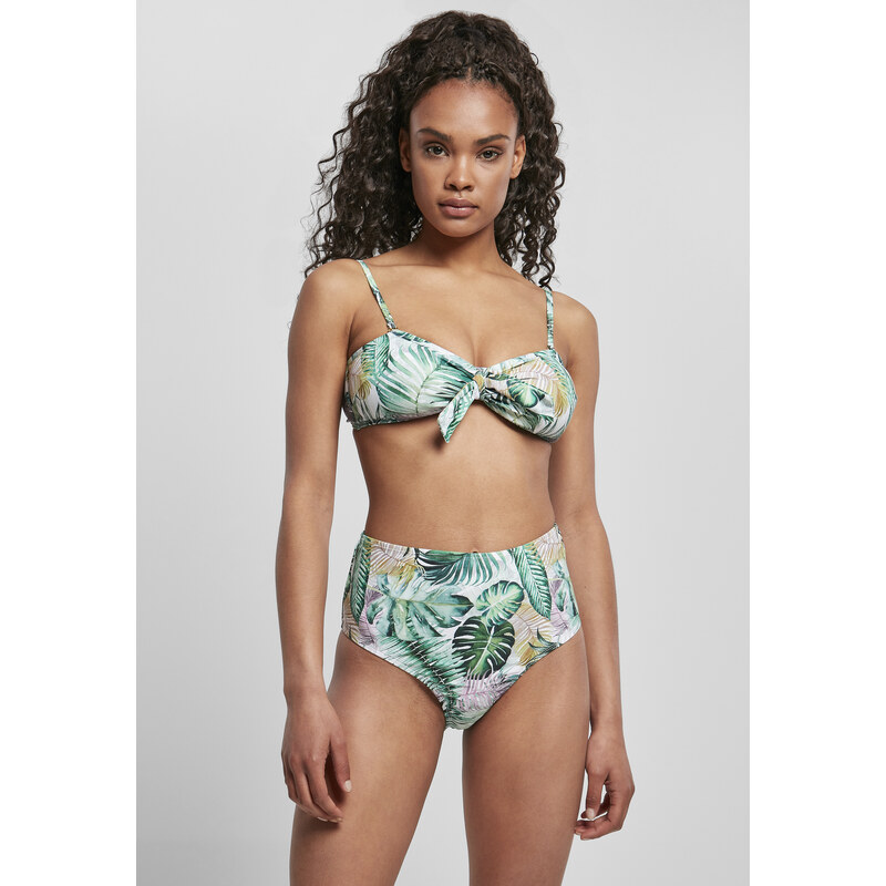 Urban Classics Womens high-waisted bikini with leaf pattern white 67241572