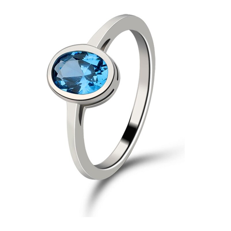 Emporial strieborný rhodiovaný prsteň Oko oceánu 41501750