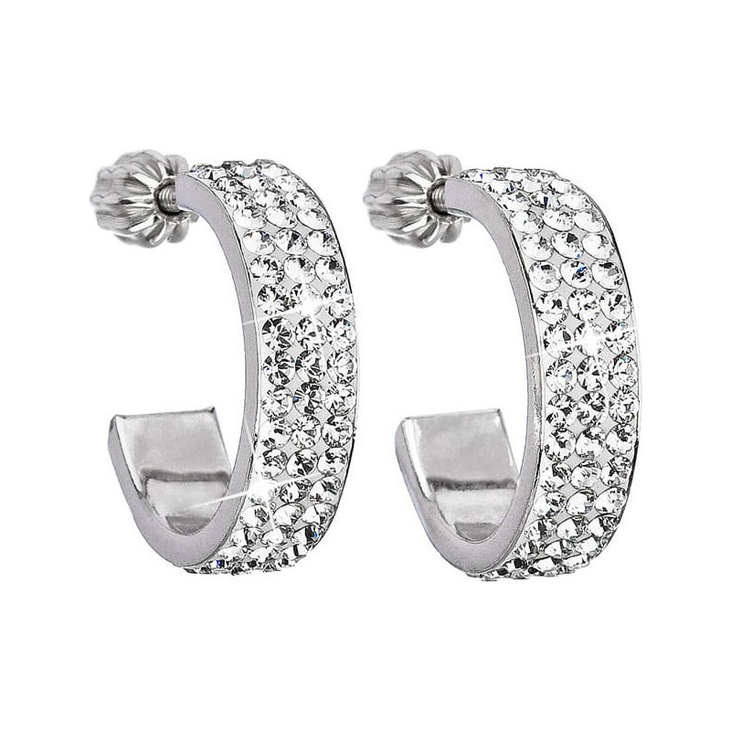 Evolution Group Strieborné náušnice polkruhy 31119.1 krystal 66584902