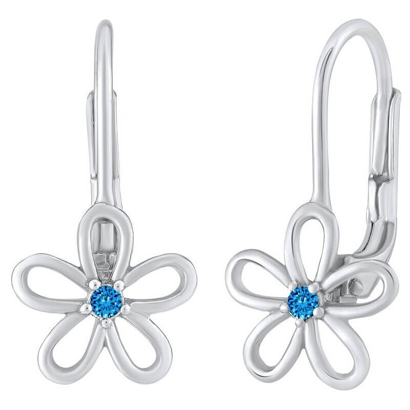 Silvego Strieborné náušnice - kvet s modrým Swarovski zirkón 66579575