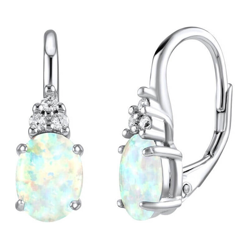 Silvego Strieborné náušnice s bielym syntetickým opál Olivia LPS1508W 66585586