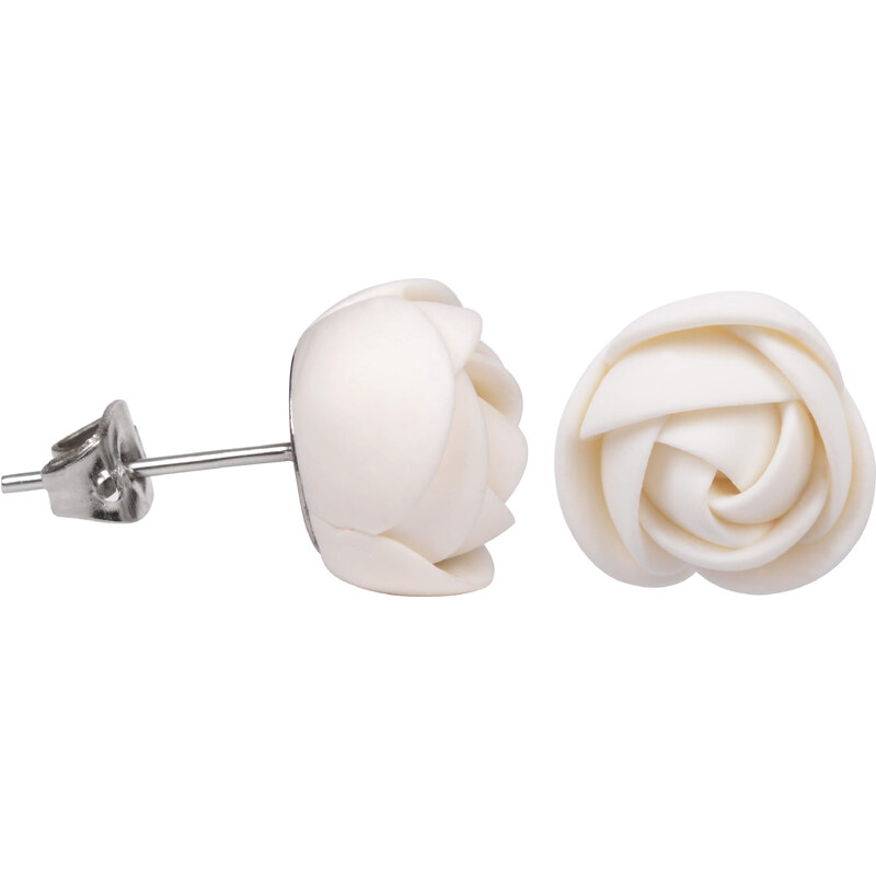 Troli Biele náušnice puzetky kytičky 66578983