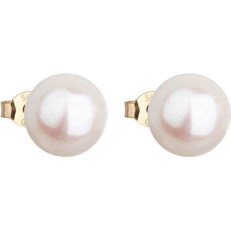 Evolution Group Zlaté náušnice kôstky s pravými perlami Pavona 921043 66589441