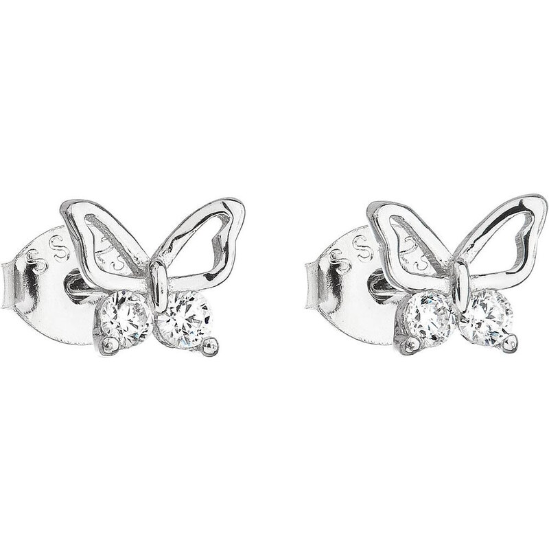 Evolution Group Strieborné náušnice biely motýľ 11036.1 66585588