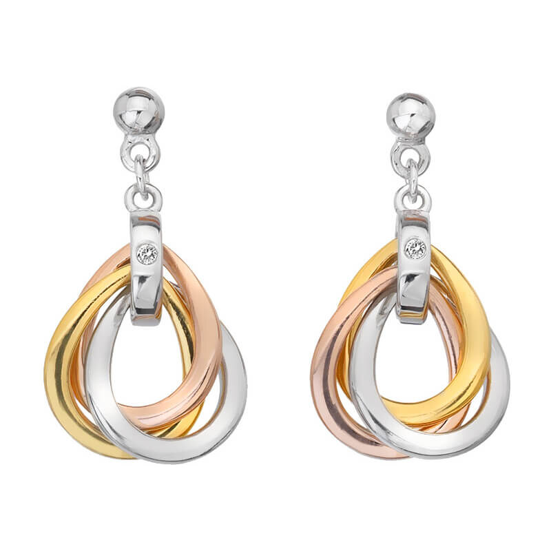 Hot Diamonds Tricolor náušnice zo striebra s diamantmi Trio DE645 66581638