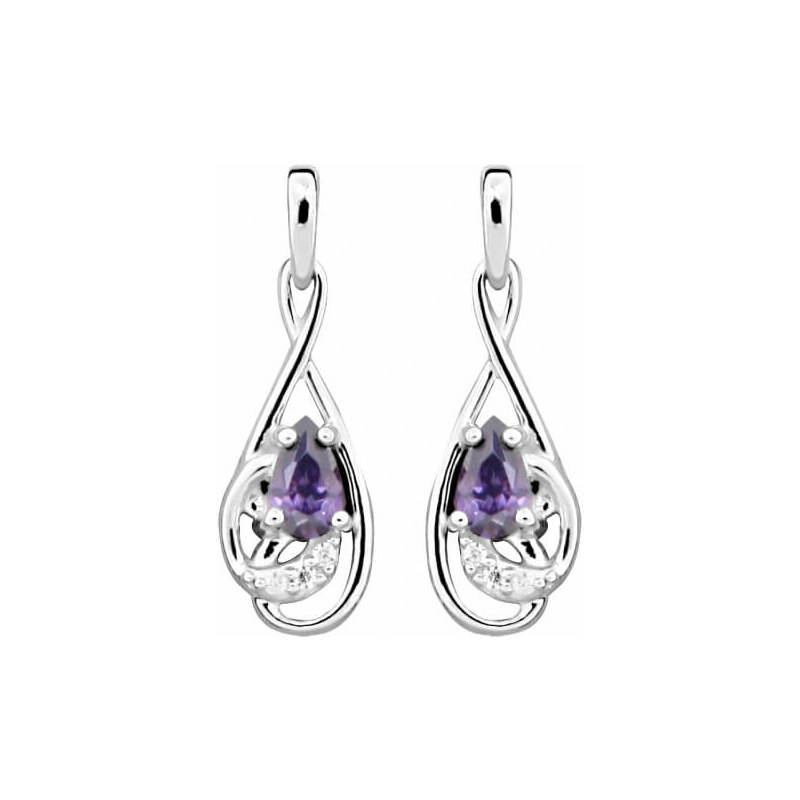 Silver Cat Módne náušnice s amethystovým zirkónom SC403 66593594