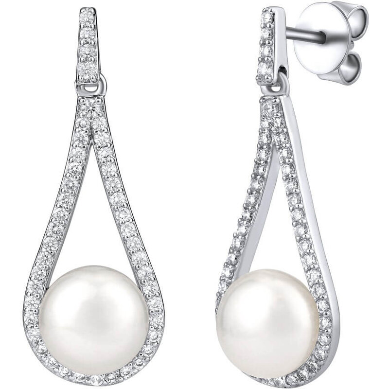 Silvego Luxusné strieborné náušnice s pravou bielou perlou 66592915