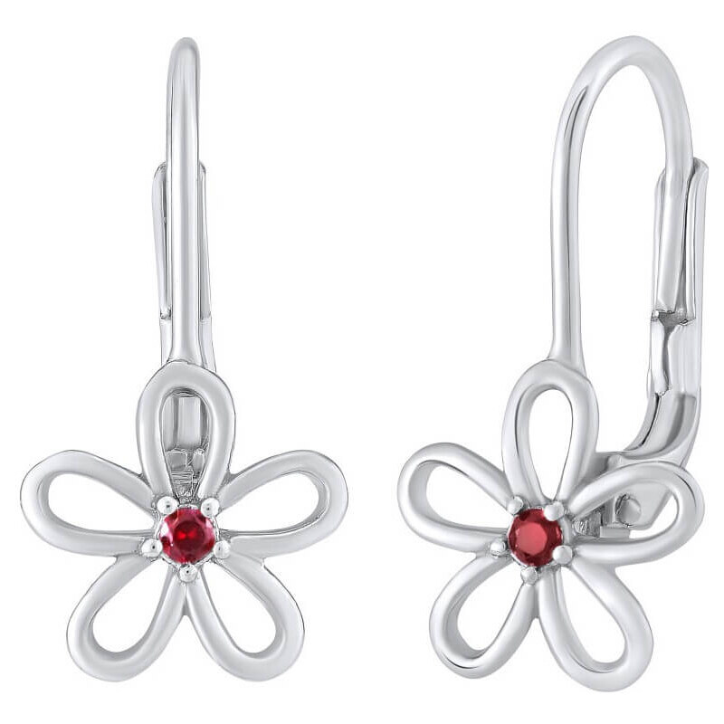 Silvego Strieborné náušnice - kvet s červeným zirkónom SILVEGOB31857R 66590360