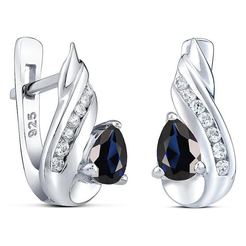 Silvego Strieborné náušnice so syntetickým zafírom Valeria QRE04S 66585786