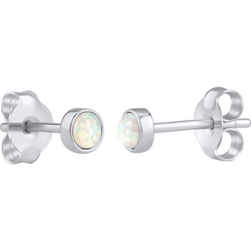 Silvego Strieborné náušnice kôstky s bielym syntetickým opál LPS0933W 66587788