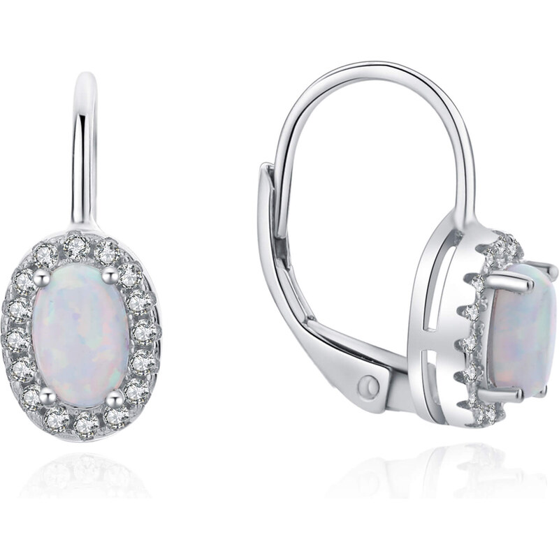 MOISS Krásne strieborné náušnice so syntetickými opály a zirkónmi 66593396