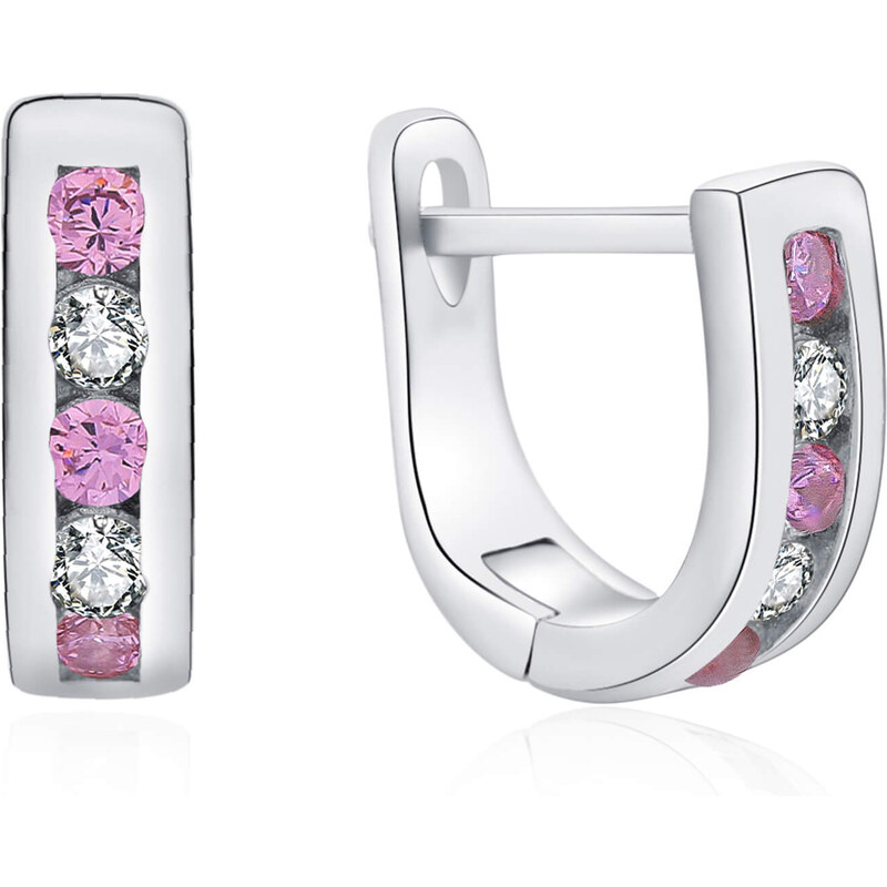 MOISS Elegantné strieborné náušnice s čírymi a ružovými zirkónmi 66583856