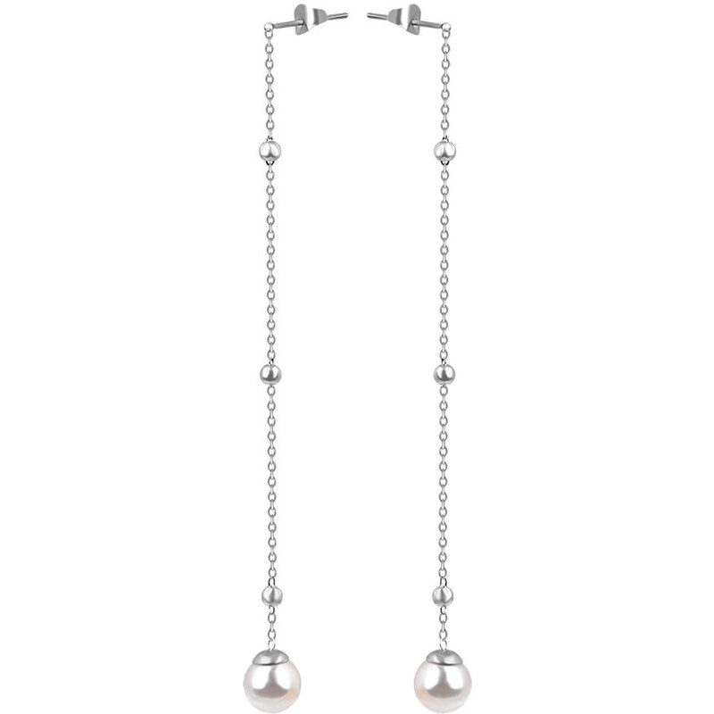 Troli Dlhé oceľové náušnice s perličkou VEDE0141S-PE 66581648