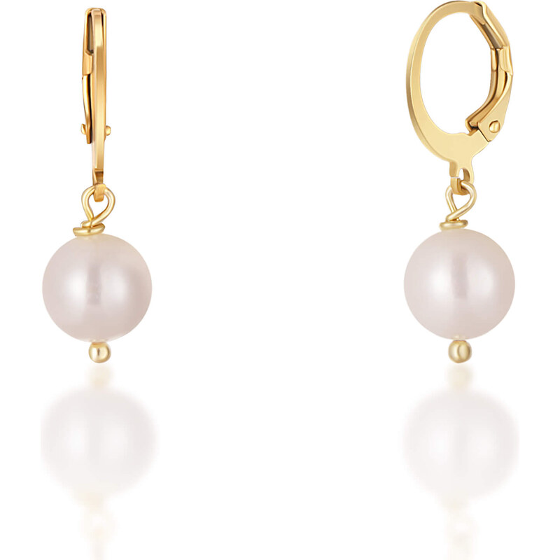 JwL Luxury Pearls Krásne pozlátené náušnice s pravými bielymi perlami 66593345
