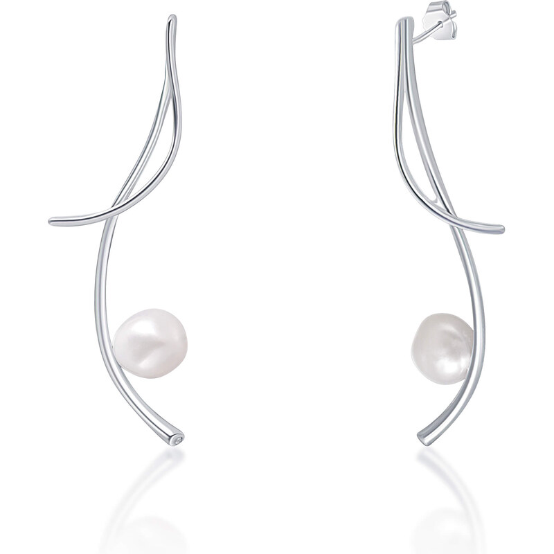 JwL Luxury Pearls Dlhé strieborné náušnice s pravými barokovými 66588261