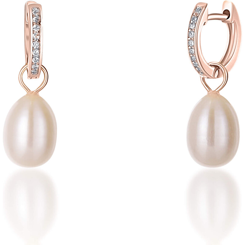 JwL Luxury Pearls Bronzové kruhové náušnice á la vojvodkyňa Kate s 66588217