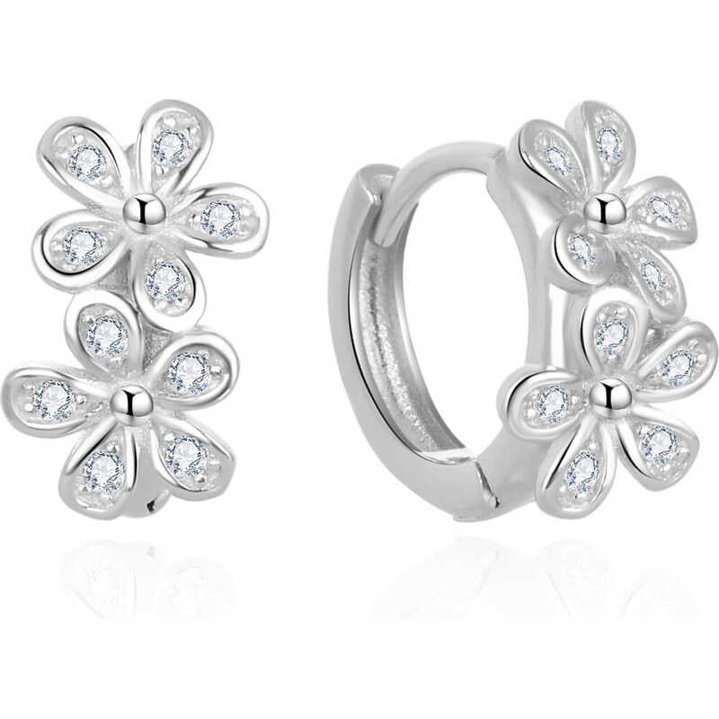 Beneto Kvetinové kruhové náušnice so zirkónmi AGUC2622 66593029