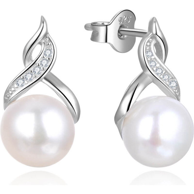 Beneto Luxusné perlové náušnice so zirkónmi AGUP2616P-WHITE 66589631