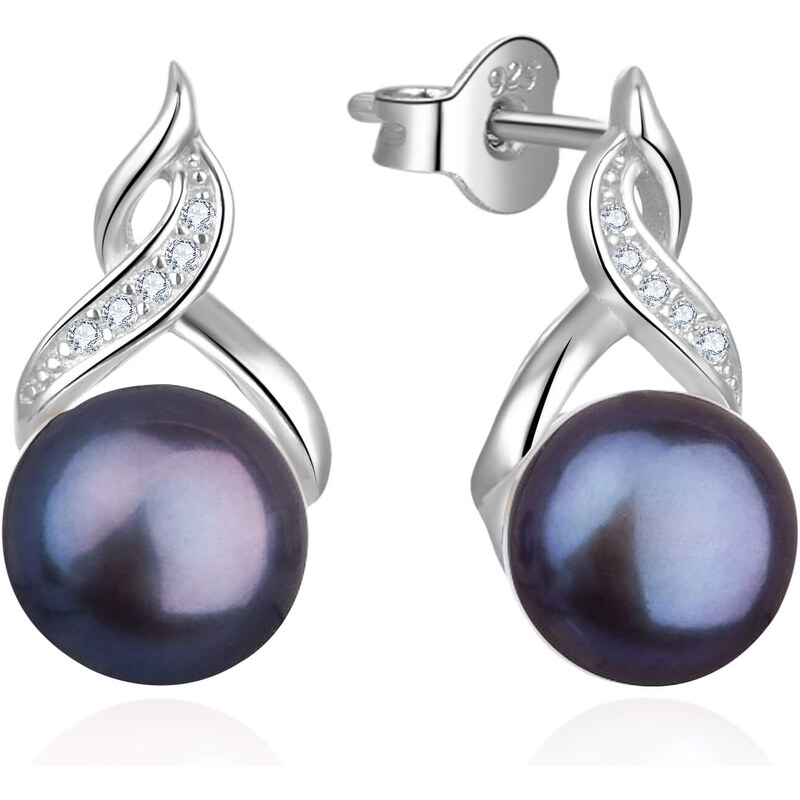 Beneto Luxusné náušnice s pravými tmavými perlami AGUP2616P-BLACK 66586420
