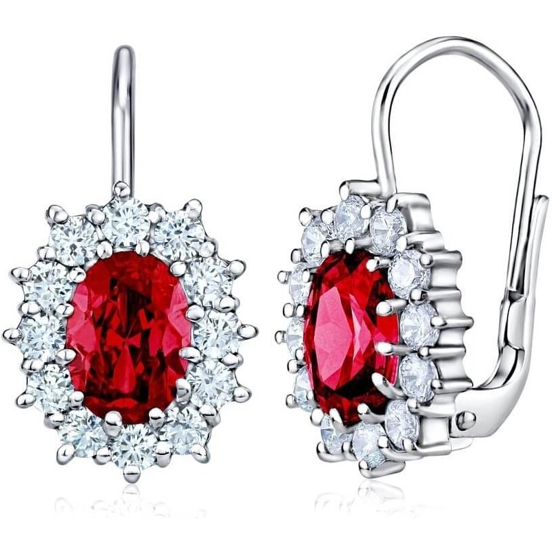 Silvego Strieborné náušnice s červenými zirkónmi Swarovski 66578904