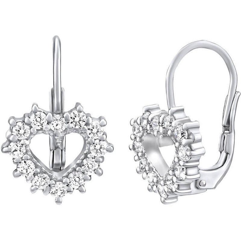 Silvego Romantické strieborné náušnice Srdiečka so zirkónmi 66590766