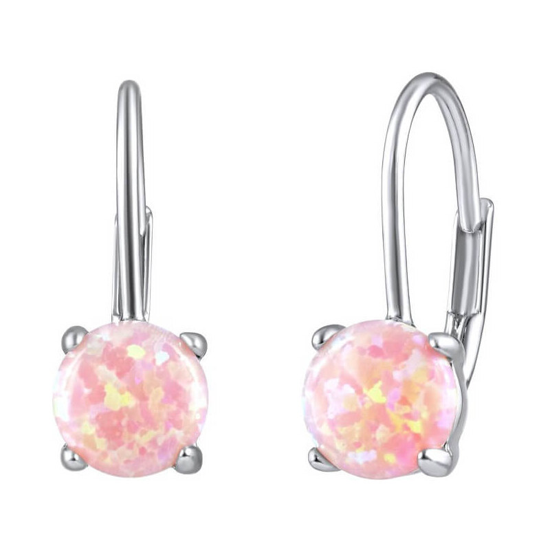 Silvego Strieborné náušnice s ružovým syntetickým opál LPS1398P 66591109