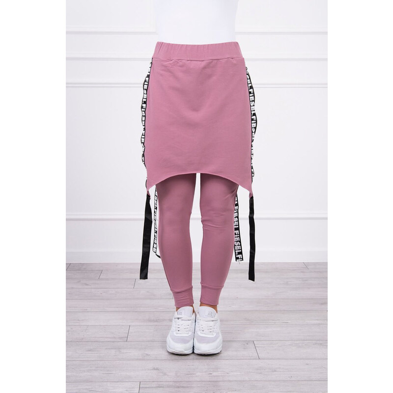 MladaModa Nohavice à la overal s ramienkom s nápisom Selfie fialové 25085591