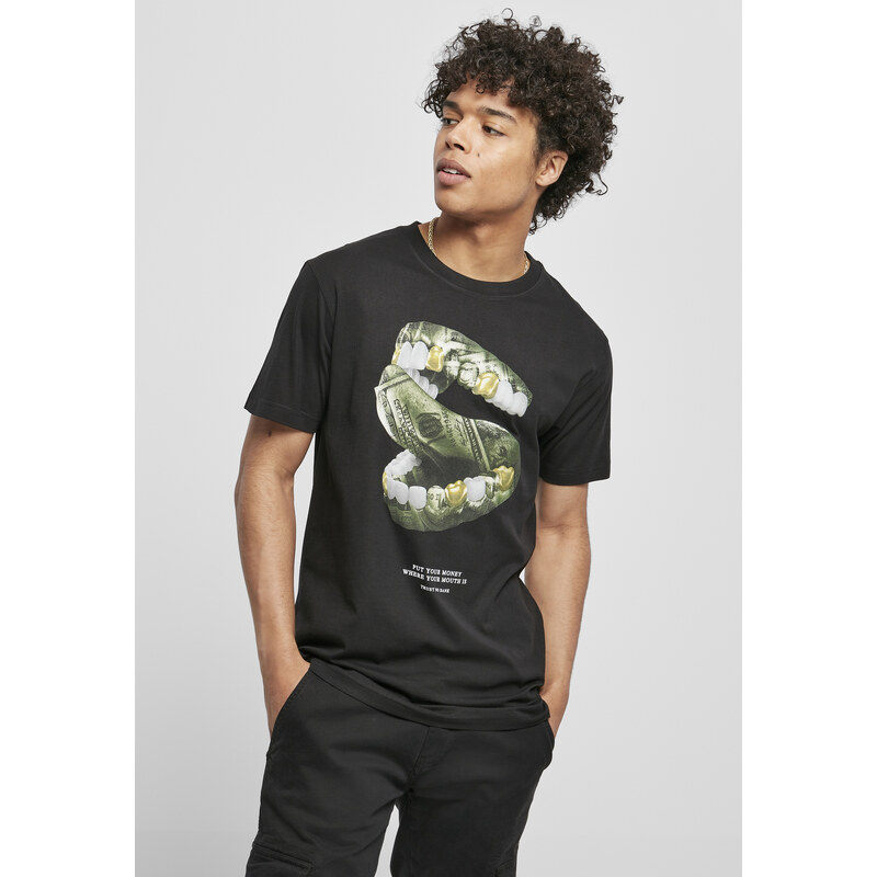 Mister Tee Black T-shirt in the mouth Money 50648606