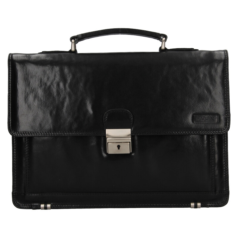 Lagen Pánska kožená aktovka 22079/T čierna 5868933
