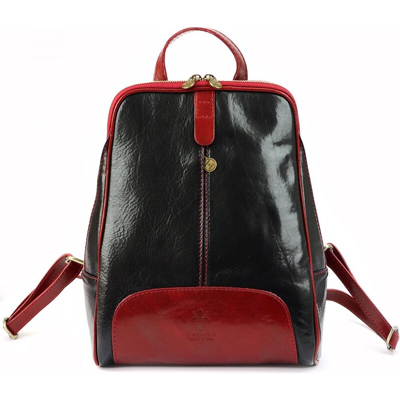 FLORENCE Kožený batoh Karin čierny + červený 25379163