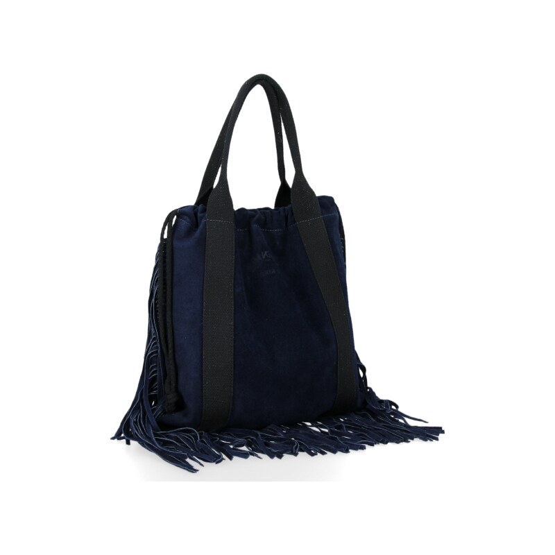 Kožené kabelka shopper bag Vittoria Gotti tmavo modrá B7 27614488