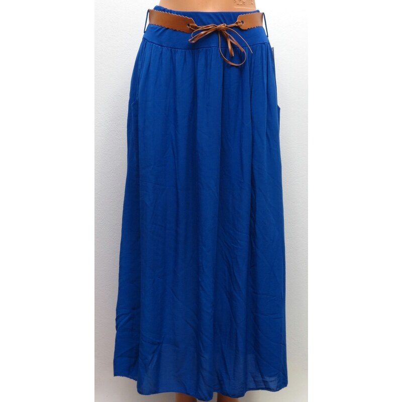 Dlhá letná sukňa s vreckami - kraľovská modrá 24431926