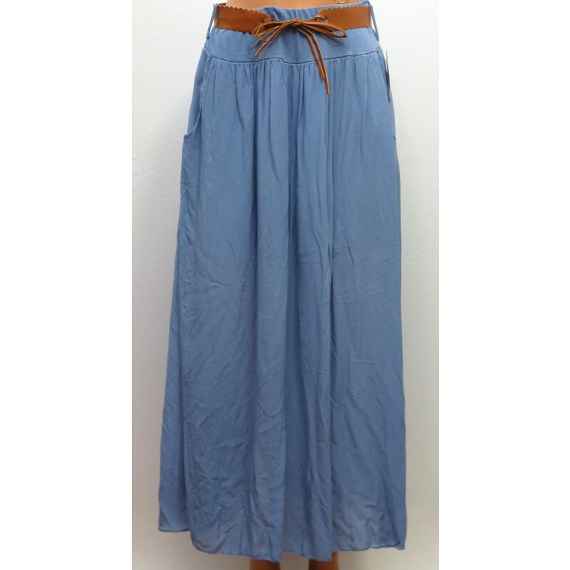 Dlhá letná sukňa s vreckami- modrá 25217029